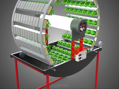 IOT CONTROL ROTARY HYDROPONIC GARDEN PLANT FARMING SYSTEM WHEEL Modello 3D