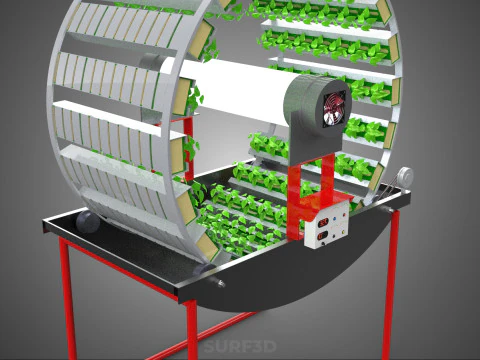 IOT CONTROL ROTARY HYDROPONIC GARDEN PLANT FARMING SYSTEM WHEEL 3D Model