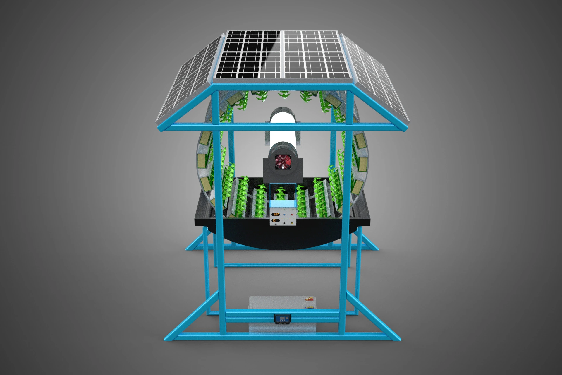 SOLAR PANEL IOT ROTARY HYDROPONIC GARDEN PLANT FARM SYSTEM WHEEL 3D Model .c4d .max .obj .3ds .fbx .stl .blend 