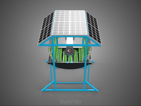SOLAR PANEL IOT ROTARY HYDROPONIC GARDEN PLANT FARM SYSTEM WHEEL 3D Modell