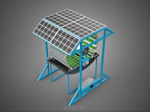 SOLAR PANEL IOT ROTARY HYDROPONIC GARDEN PLANT FARM SYSTEM WHEEL 3D Modell