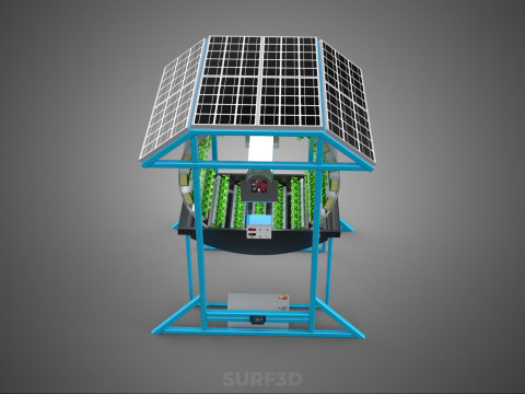 SOLAR PANEL IOT ROTARY HYDROPONIC GARDEN PLANT FARM SYSTEM WHEEL 3D Modell