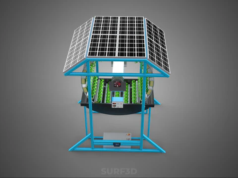 SOLAR PANEL IOT ROTARY HYDROPONIC GARDEN PLANT FARM SYSTEM WHEEL 3D Model