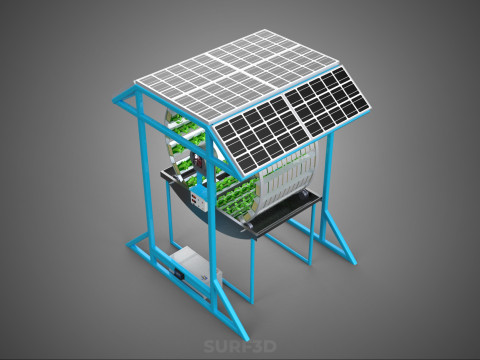 SOLAR PANEL IOT ROTARY HYDROPONIC GARDEN PLANT FARM SYSTEM WHEEL 3D Modell