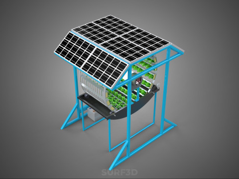 SOLAR PANEL IOT ROTARY HYDROPONIC GARDEN PLANT FARM SYSTEM WHEEL 3D Modell