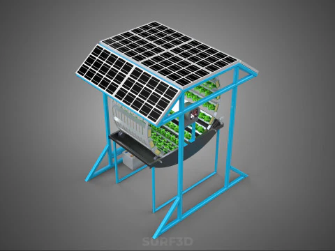 SOLAR PANEL IOT ROTARY HYDROPONIC GARDEN PLANT FARM SYSTEM WHEEL 3D Model