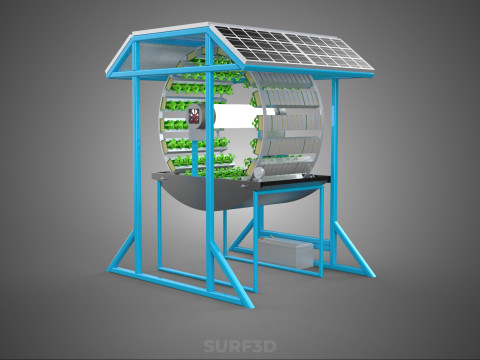 SOLAR PANEL IOT ROTARY HYDROPONIC GARDEN PLANT FARM SYSTEM WHEEL 3D Modell