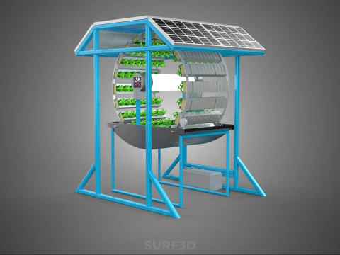 SOLAR PANEL IOT ROTARY HYDROPONIC GARDEN PLANT FARM SYSTEM WHEEL 3D Model