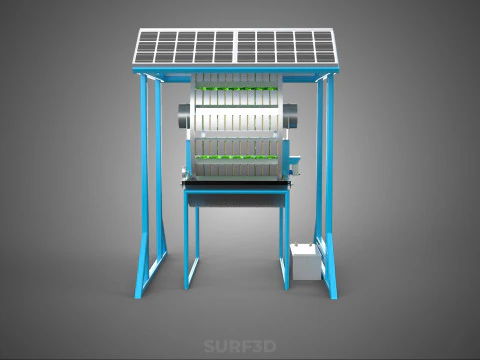 SOLAR PANEL IOT ROTARY HYDROPONIC GARDEN PLANT FARM SYSTEM WHEEL 3D Model