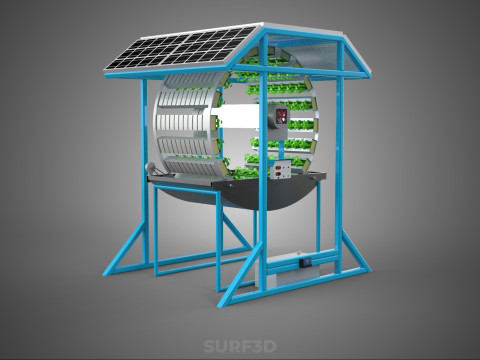 SOLAR PANEL IOT ROTARY HYDROPONIC GARDEN PLANT FARM SYSTEM WHEEL 3D Modell