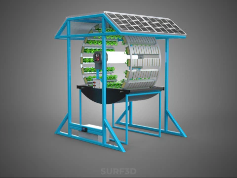 SOLAR PANEL IOT ROTARY HYDROPONIC GARDEN PLANT FARM SYSTEM WHEEL 3D Model