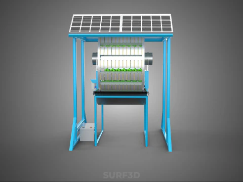 SOLAR PANEL IOT ROTARY HYDROPONIC GARDEN PLANT FARM SYSTEM WHEEL 3D Model