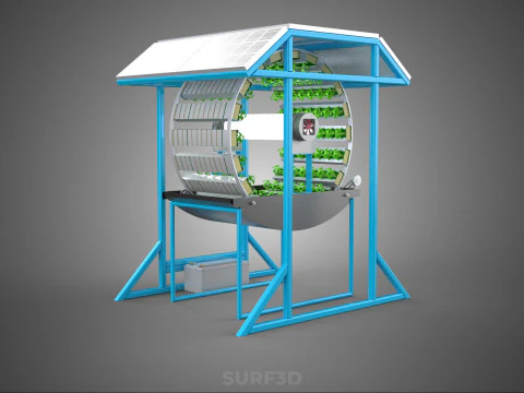 SOLAR PANEL IOT ROTARY HYDROPONIC GARDEN PLANT FARM SYSTEM WHEEL 3D Model