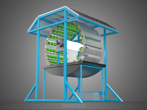SOLAR PANEL IOT ROTARY HYDROPONIC GARDEN PLANT FARM SYSTEM WHEEL 3D Model