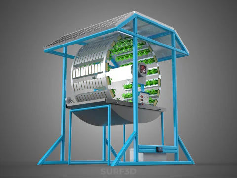 SOLAR PANEL IOT ROTARY HYDROPONIC GARDEN PLANT FARM SYSTEM WHEEL 3D Model