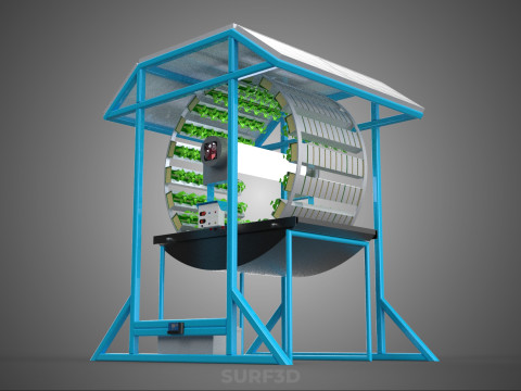 SOLAR PANEL IOT ROTARY HYDROPONIC GARDEN PLANT FARM SYSTEM WHEEL 3D Modell