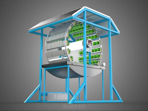 SOLAR PANEL IOT ROTARY HYDROPONIC GARDEN PLANT FARM SYSTEM WHEEL 3D Model