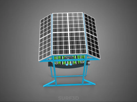 SOLAR PANEL IOT ROTARY HYDROPONIC GARDEN PLANT FARM SYSTEM WHEEL 3D Model