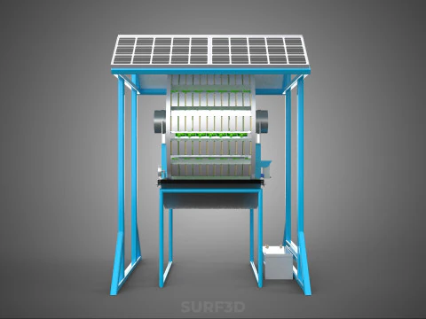 SOLAR PANEL IOT ROTARY HYDROPONIC GARDEN PLANT FARM SYSTEM WHEEL 3D Model