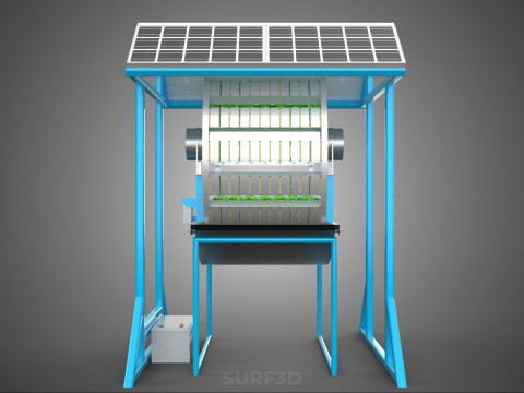 SOLAR PANEL IOT ROTARY HYDROPONIC GARDEN PLANT FARM SYSTEM WHEEL 3D Modell