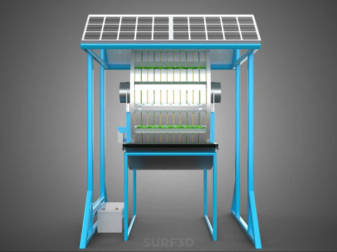 SOLAR PANEL IOT ROTARY HYDROPONIC GARDEN PLANT FARM SYSTEM WHEEL 3D Model