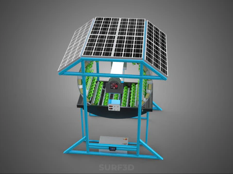 SOLAR PANEL IOT ROTARY HYDROPONIC GARDEN PLANT FARM SYSTEM WHEEL 3D Model