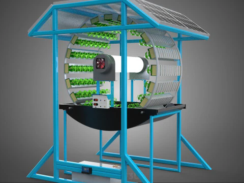 SOLAR PANEL IOT ROTARY HYDROPONIC GARDEN PLANT FARM SYSTEM WHEEL 3D Model