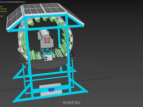 SOLAR PANEL IOT ROTARY HYDROPONIC GARDEN PLANT FARM SYSTEM WHEEL 3D Model