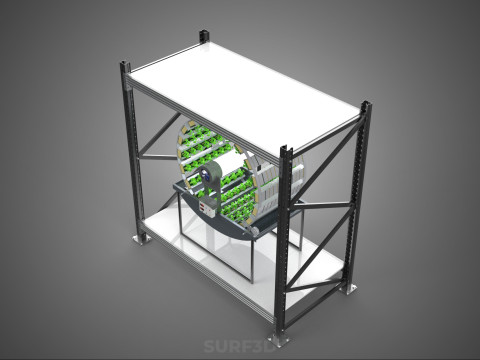 SHELF RACK ROTARY HYDROPONIC SPIN GARDEN PLANT FARM SYSTEM WHEEL 3D Model