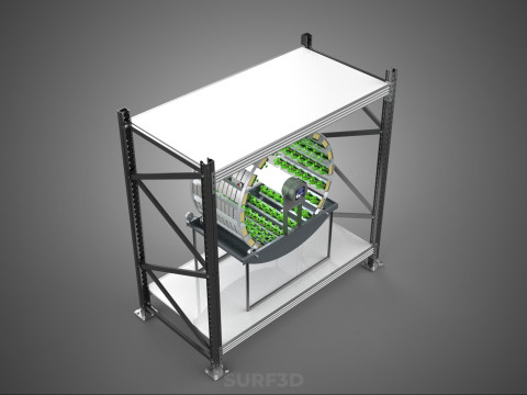 SHELF RACK ROTARY HYDROPONIC SPIN GARDEN PLANT FARM SYSTEM WHEEL 3D Model