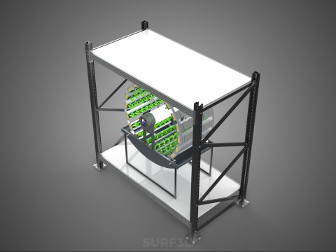 SHELF RACK ROTARY HYDROPONIC SPIN GARDEN PLANT FARM SYSTEM WHEEL 3D Model