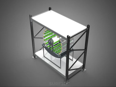 SHELF RACK ROTARY HYDROPONIC SPIN GARDEN PLANT FARM SYSTEM WHEEL 3D Model