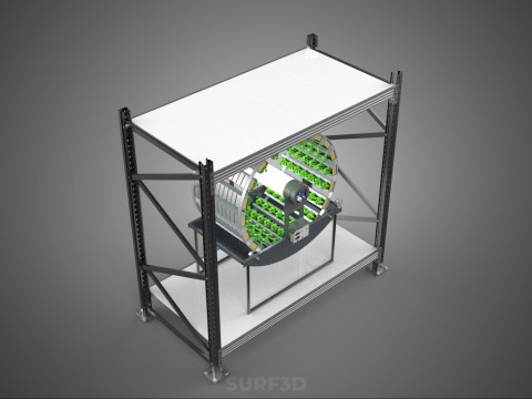 SHELF RACK ROTARY HYDROPONIC SPIN GARDEN PLANT FARM SYSTEM WHEEL 3D Model