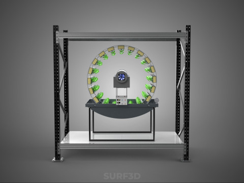 SHELF RACK ROTARY HYDROPONIC SPIN GARDEN PLANT FARM SYSTEM WHEEL 3D Model