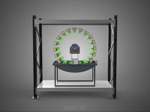 SHELF RACK ROTARY HYDROPONIC SPIN GARDEN PLANT FARM SYSTEM WHEEL 3D Model
