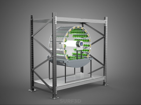 SHELF RACK ROTARY HYDROPONIC SPIN GARDEN PLANT FARM SYSTEM WHEEL 3D Model