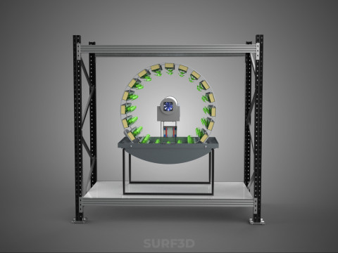 SHELF RACK ROTARY HYDROPONIC SPIN GARDEN PLANT FARM SYSTEM WHEEL 3D Model