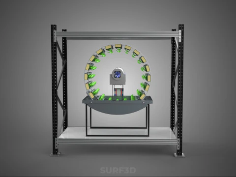 SHELF RACK ROTARY HYDROPONIC SPIN GARDEN PLANT FARM SYSTEM WHEEL 3D Model