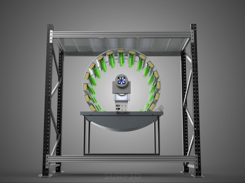 SHELF RACK ROTARY HYDROPONIC SPIN GARDEN PLANT FARM SYSTEM WHEEL 3D Model
