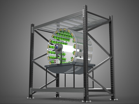 SHELF RACK ROTARY HYDROPONIC SPIN GARDEN PLANT FARM SYSTEM WHEEL 3D Model