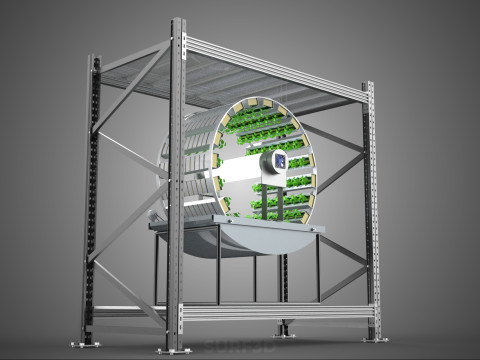 SHELF RACK ROTARY HYDROPONIC SPIN GARDEN PLANT FARM SYSTEM WHEEL 3D Model