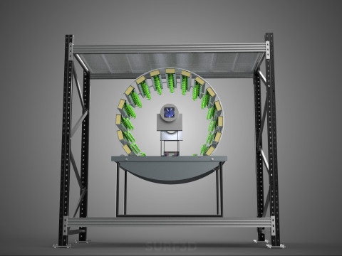 SHELF RACK ROTARY HYDROPONIC SPIN GARDEN PLANT FARM SYSTEM WHEEL 3D Model