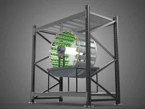 SHELF RACK ROTARY HYDROPONIC SPIN GARDEN PLANT FARM SYSTEM WHEEL 3D Model