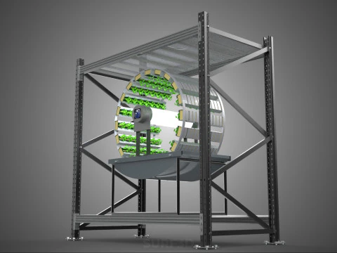 SHELF RACK ROTARY HYDROPONIC SPIN GARDEN PLANT FARM SYSTEM WHEEL 3D Model
