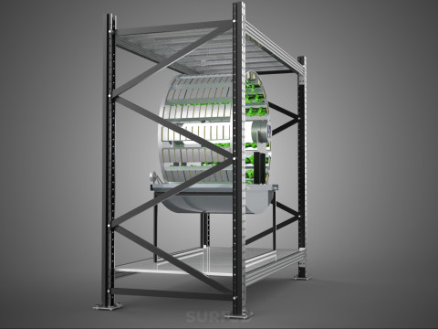 SHELF RACK ROTARY HYDROPONIC SPIN GARDEN PLANT FARM SYSTEM WHEEL 3D Model