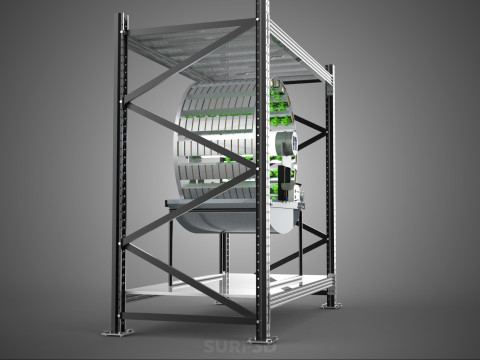 SHELF RACK ROTARY HYDROPONIC SPIN GARDEN PLANT FARM SYSTEM WHEEL 3D Model