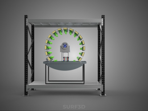SHELF RACK ROTARY HYDROPONIC SPIN GARDEN PLANT FARM SYSTEM WHEEL 3D Model