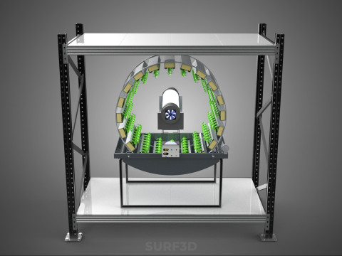 SHELF RACK ROTARY HYDROPONIC SPIN GARDEN PLANT FARM SYSTEM WHEEL 3D Model