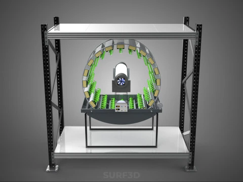 SHELF RACK ROTARY HYDROPONIC SPIN GARDEN PLANT FARM SYSTEM WHEEL 3D Model