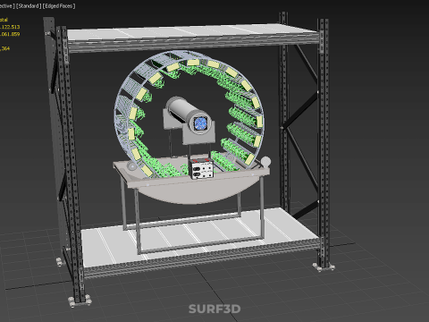 SHELF RACK ROTARY HYDROPONIC SPIN GARDEN PLANT FARM SYSTEM WHEEL 3D Model